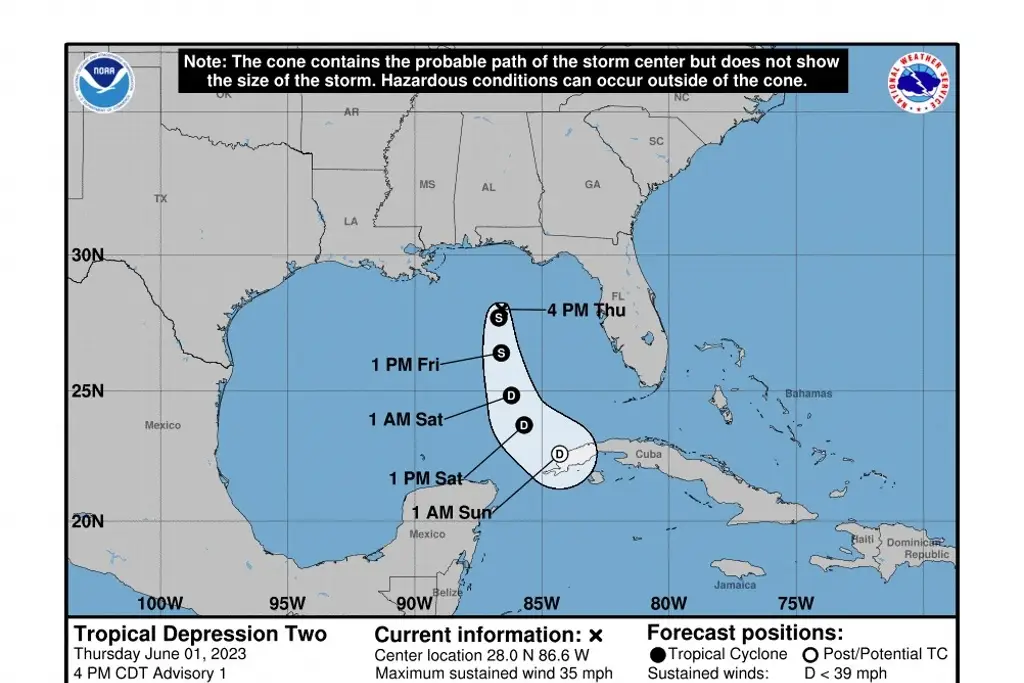 Se forma depresión tropical 2 en el Golfo de México se convertiría en