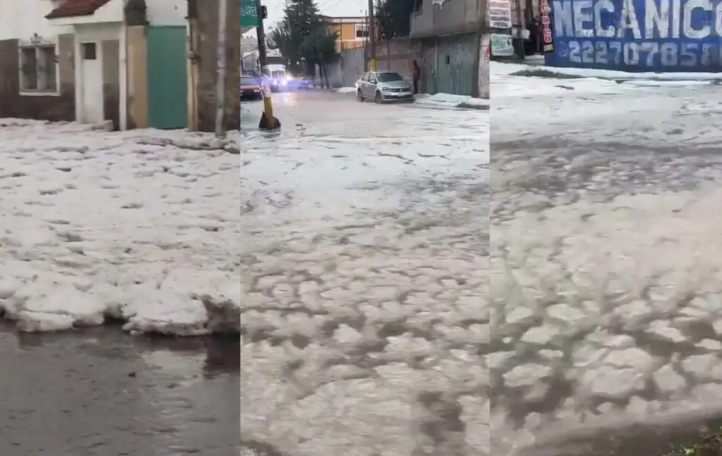 Ríos de hielo en calles de puebla tras granizada Video xeu