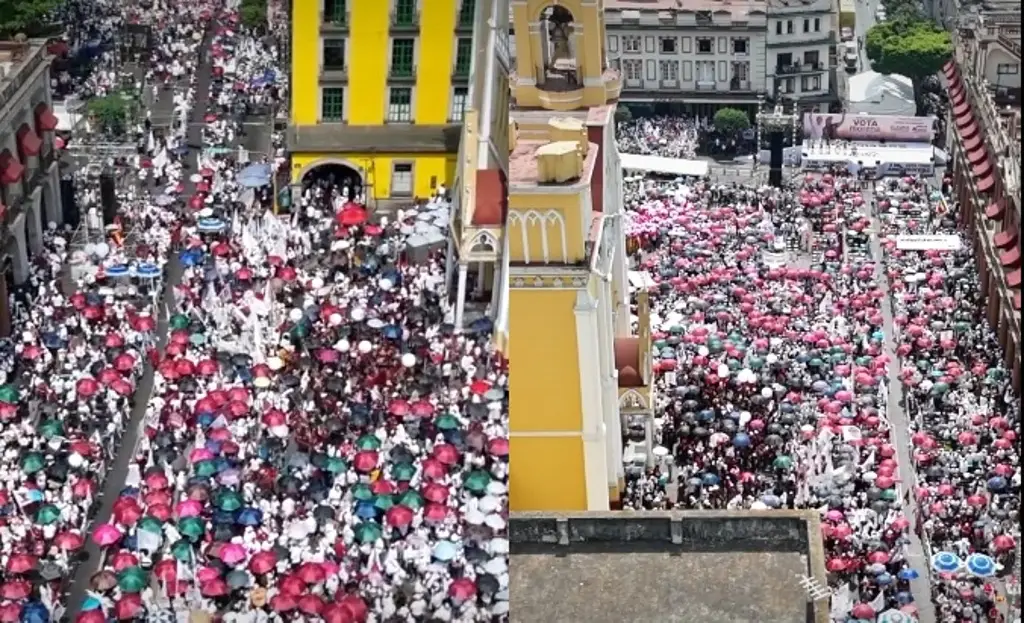 Abarrotan centro de Xalapa por cierre de campaña de Rocío Nahle y