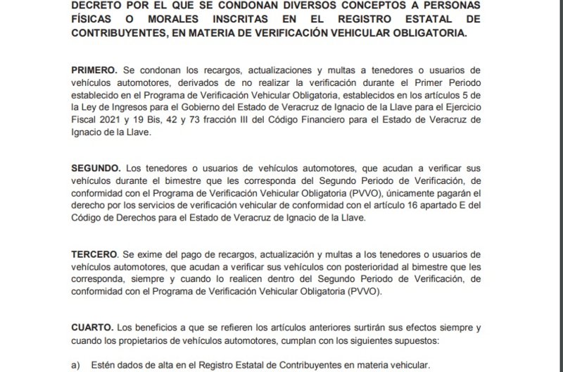 Condonarán primer semestre de verificación vehicular en Veracruz