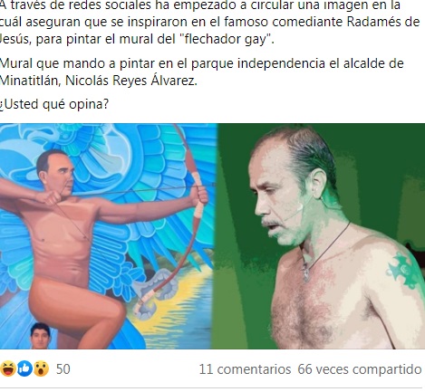 Causa polémica en redes flechador desnudo en mural de Minatitlán, Veracruz