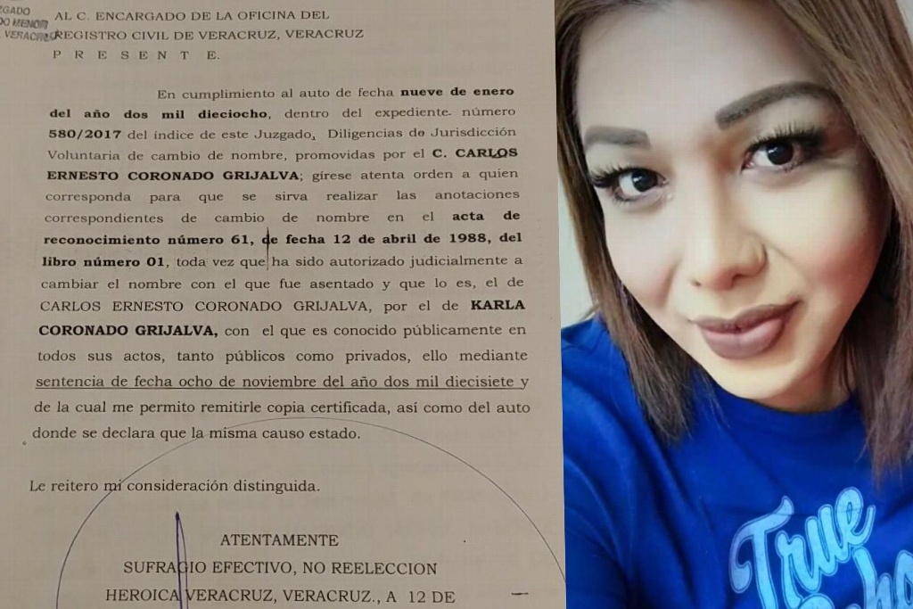 Imagen Luego de juicio, cambia su nombre masculino a otro femenino en Veracruz