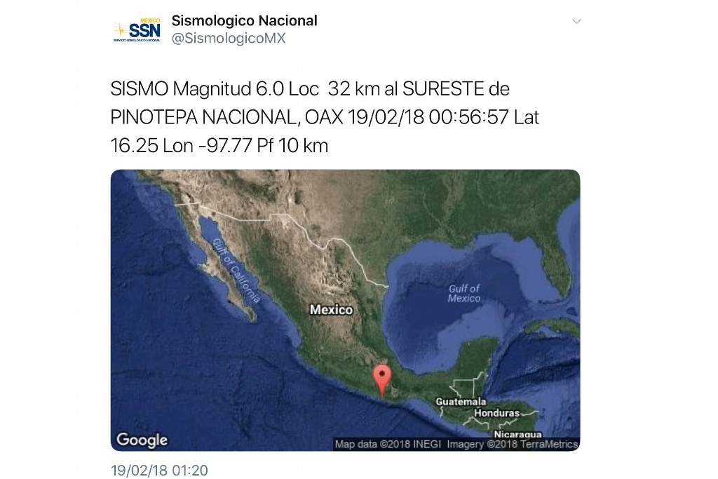 Imagen Sismo de magnitud 6 sacude Oaxaca esta madrugada 