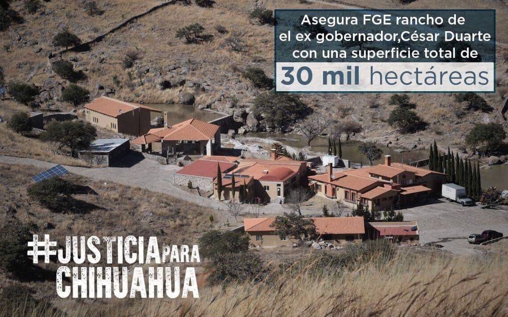 Imagen Aseguran rancho a exgobernador César Duarte del tamaño de ciudad de Chihuahua