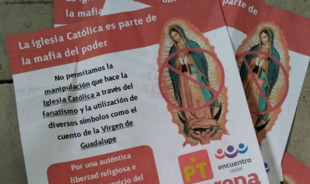 Imagen Circulan volantes contra la Virgen con logo de Morena (+fotos) 
