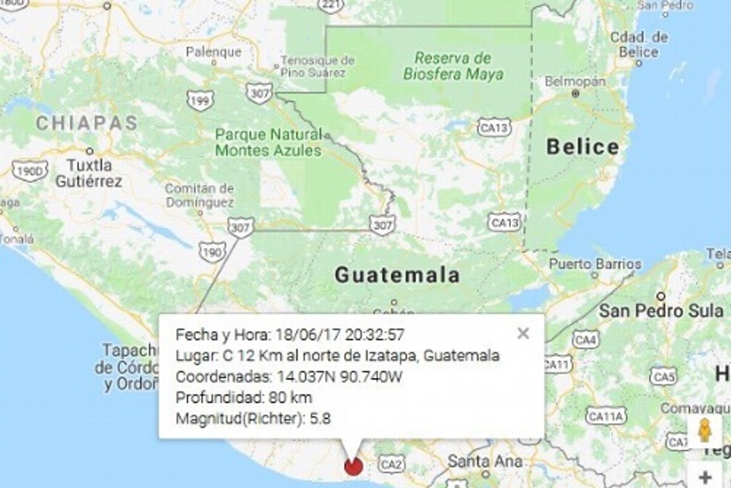 Imagen Se registra sismo de 5.8 en Guatemala; se siente en Chiapas 