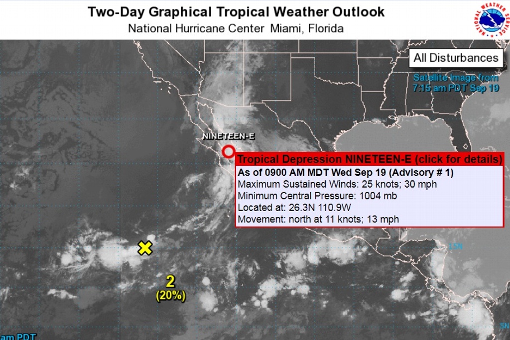 Imagen Se forma inusual depresión tropical en el Golfo de California