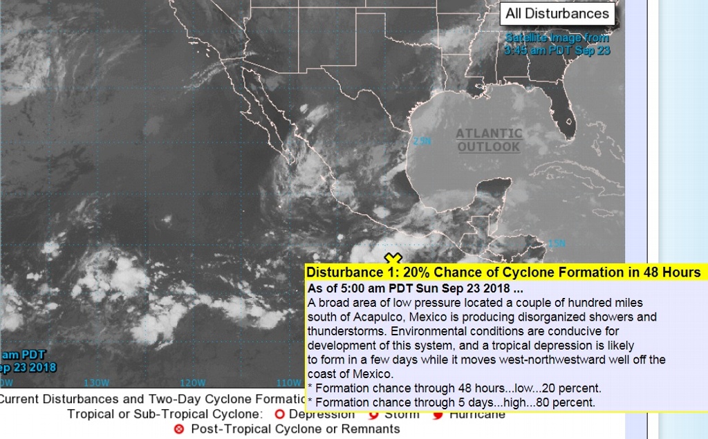 Imagen Posible ciclón al sur de las costas de Oaxaca
