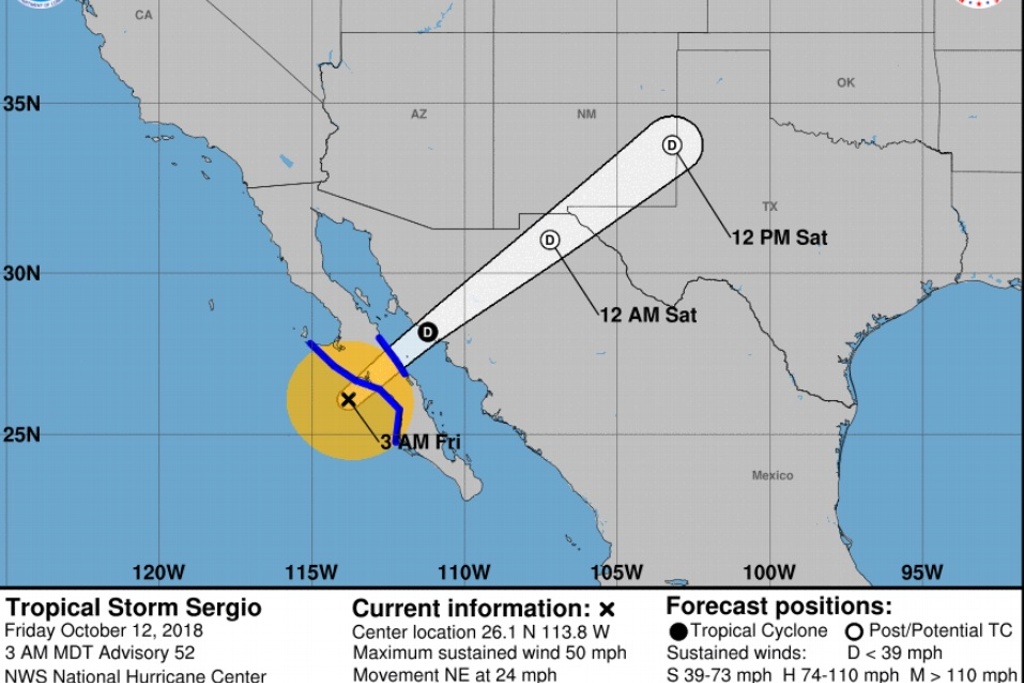Imagen Este viernes tormenta tropical Sergio tocará tierra en Baja California Sur