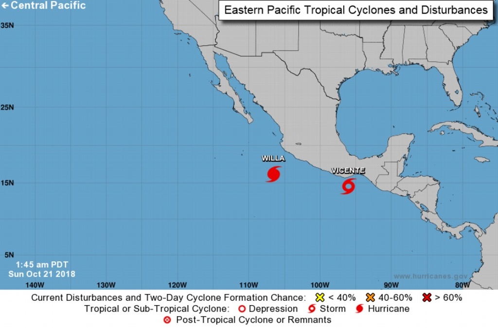 Imagen Willa se convierte en huracán categoría 1 y se ubica al suroeste de Colima