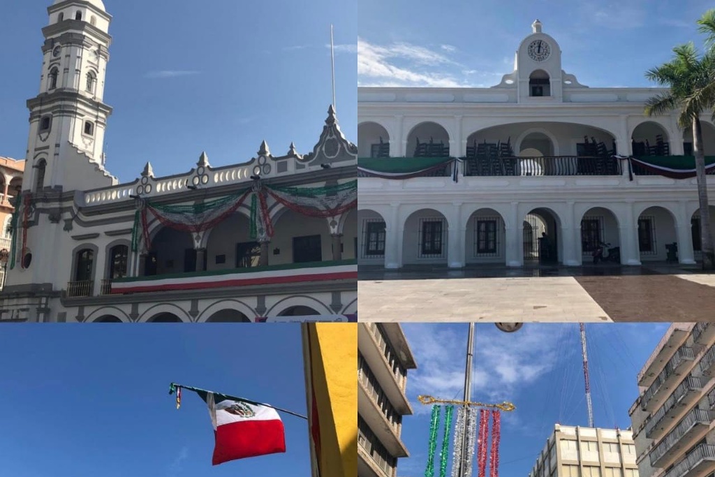 Imagen Banderas y adornos patrios en Veracruz y Boca del Río previo al Grito de Independencia 