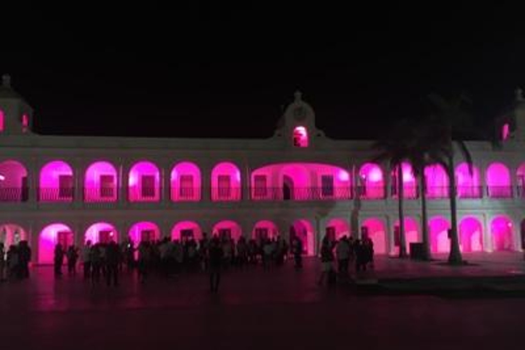 Imagen Palacio municipal de Boca del Río se iluminó de Rosa 