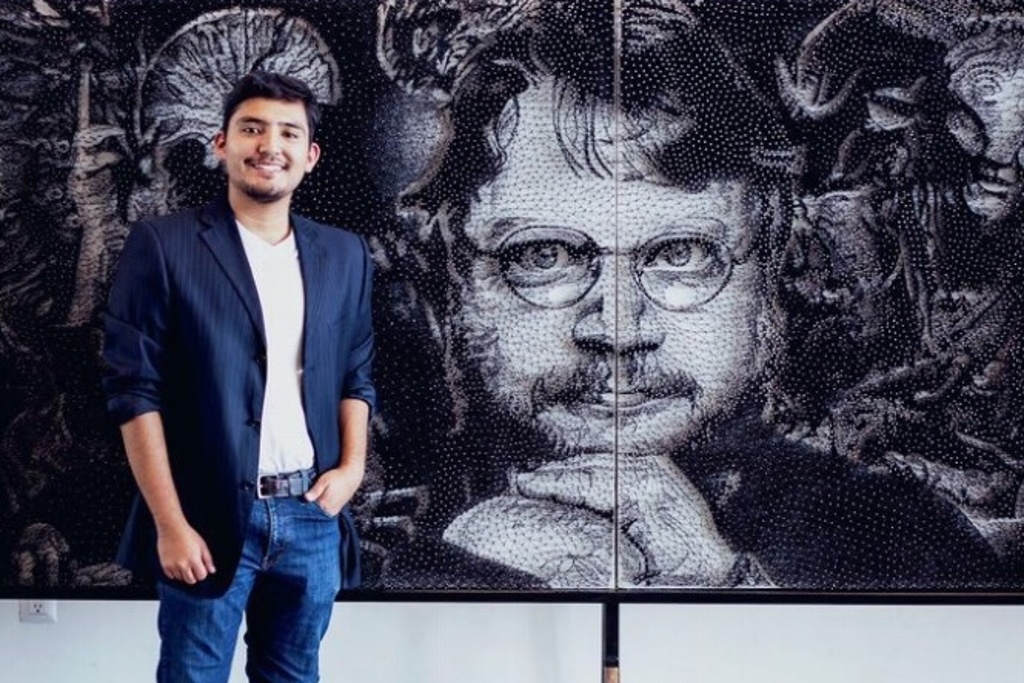 Imagen Con clavos e hilo hace mural a Guillermo del Toro; lo expondrá en Festival Internacional del Cine (+Fotos)