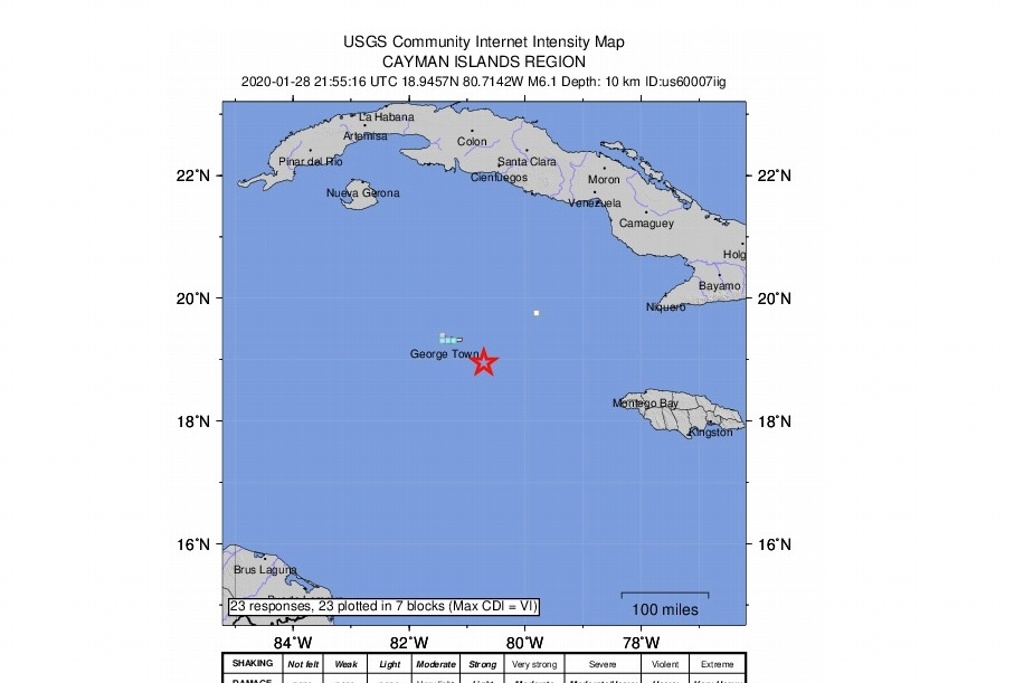 Imagen Otro sismo en el Caribe, ahora de magnitud 6.1 en Islas Caimán