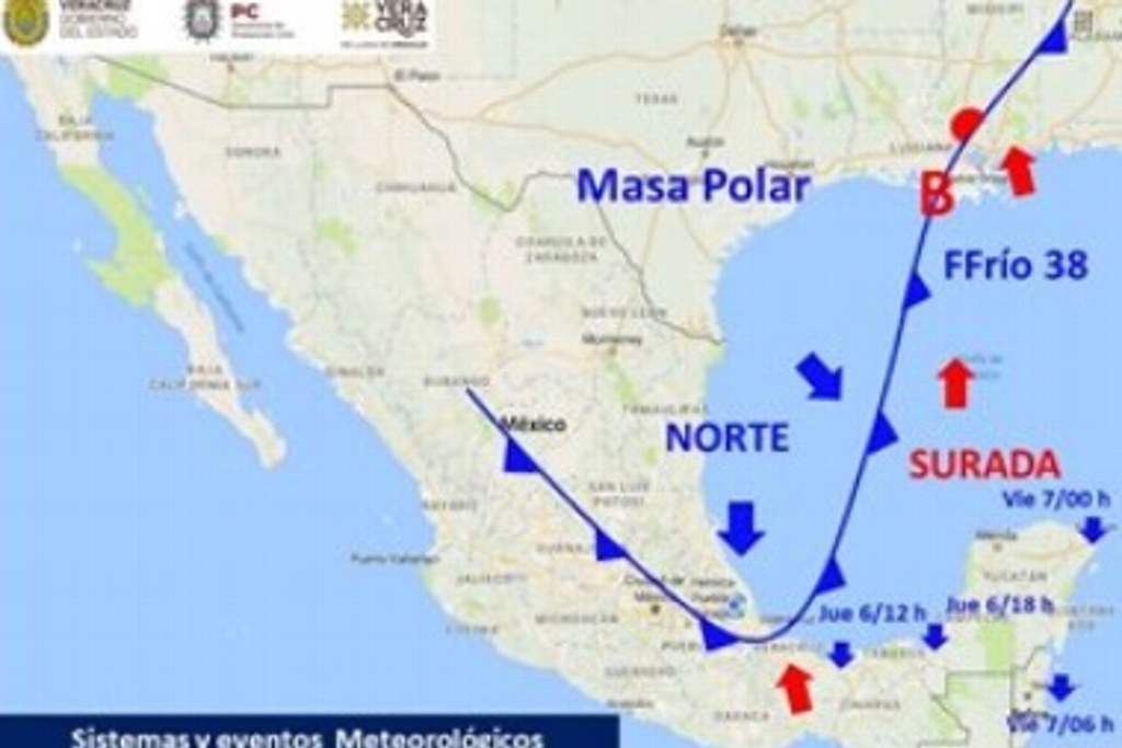 Imagen Emiten aviso especial por evento de norte y frente frío en Veracruz