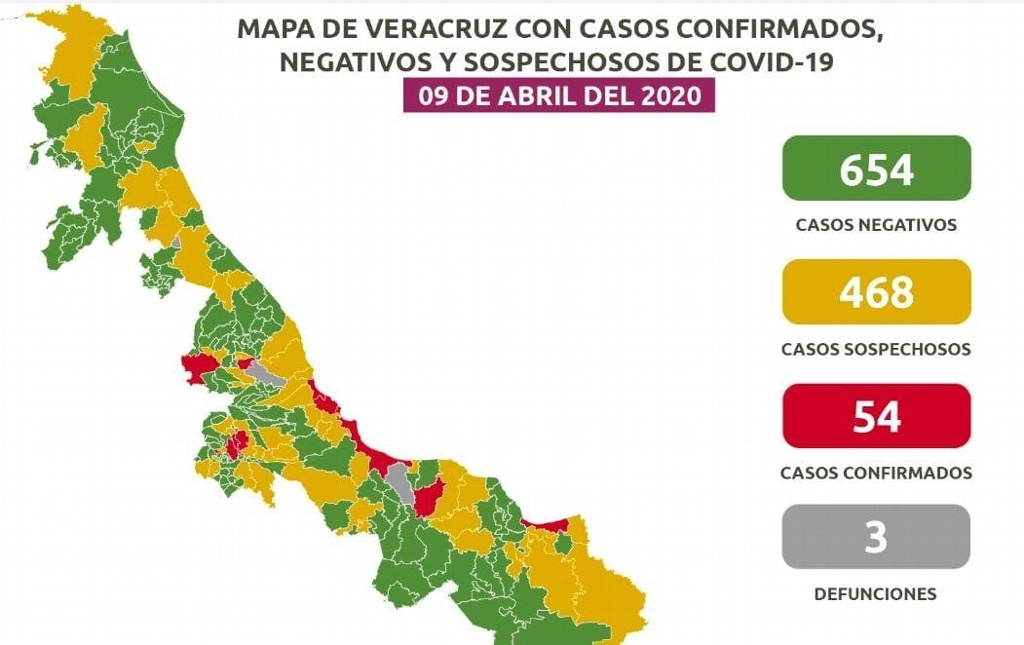Imagen Suman 3 muertes por COVID-19 en Veracruz; hay 54 casos confirmados y 468 sospechosos