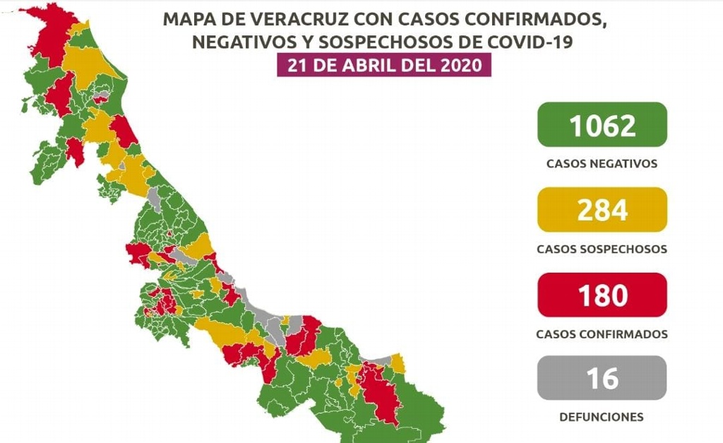 Imagen Suben a 16 las muertes por COVID-19 en Veracruz; hay 180 casos confirmados