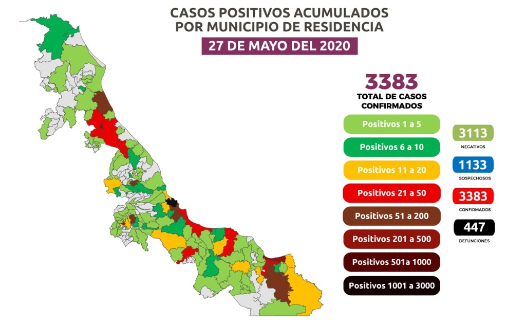 Imagen Veracruz suma 447 muertes por COVID-19; hay 3,383 casos positivos