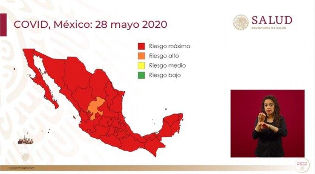 Imagen La mayor parte de México está en rojo por riesgo máximo de COVID-19, según mapa de Salud