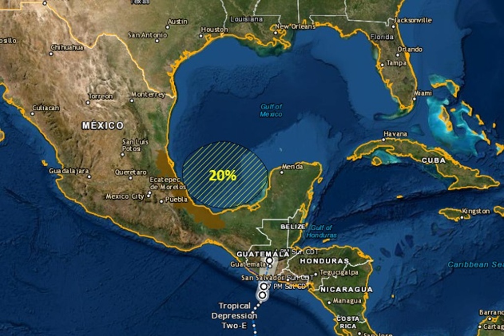 Imagen Baja presión en el Golfo de México con probabilidad de 20% de evolucionar a ciclón tropical