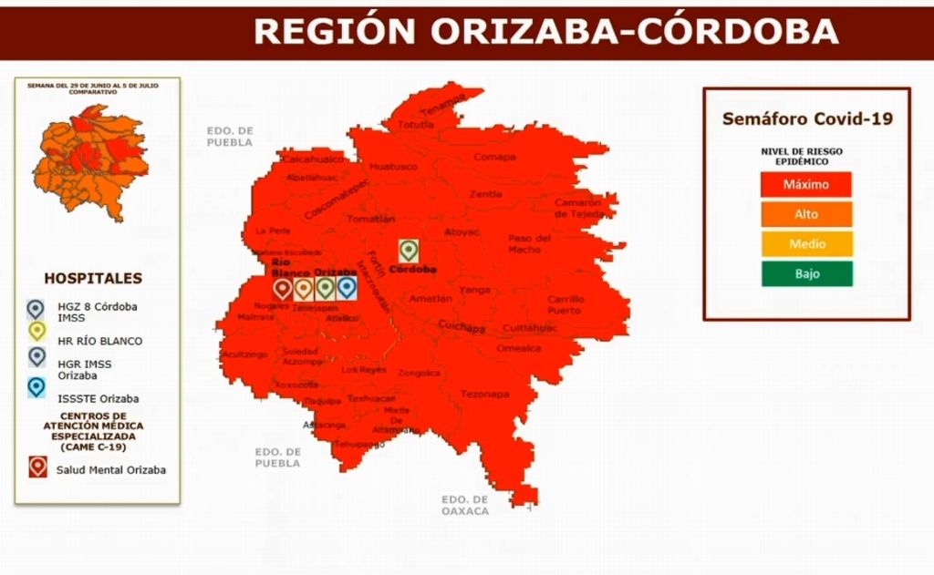 Imagen Toda la región Orizaba - Córdoba en semáforo rojo por COVID-19