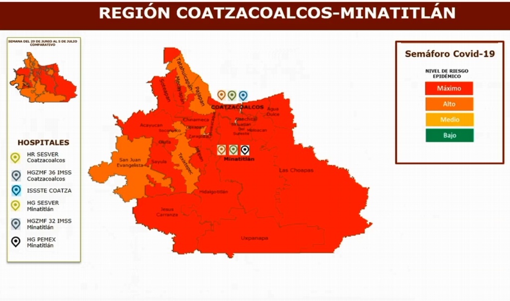 Imagen Coatzacoalcos y Minatitlán se mantienen en semáforo rojo por COVID-19