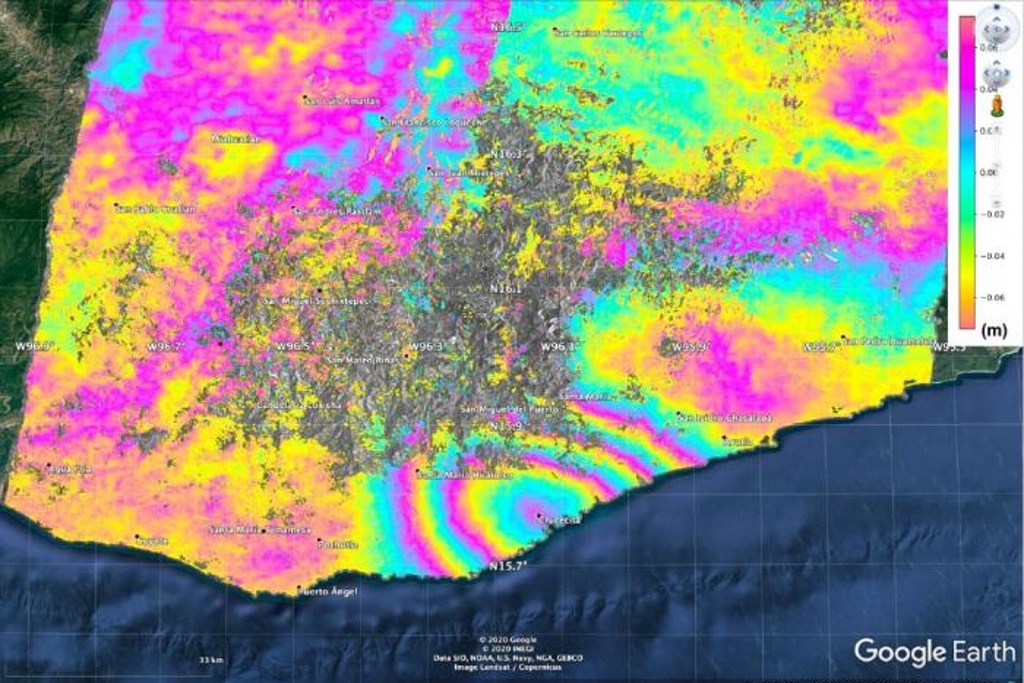 Imagen Revela NASA que sismo de 7.4 en Oaxaca desplazó 45 centímetros el territorio mexicano