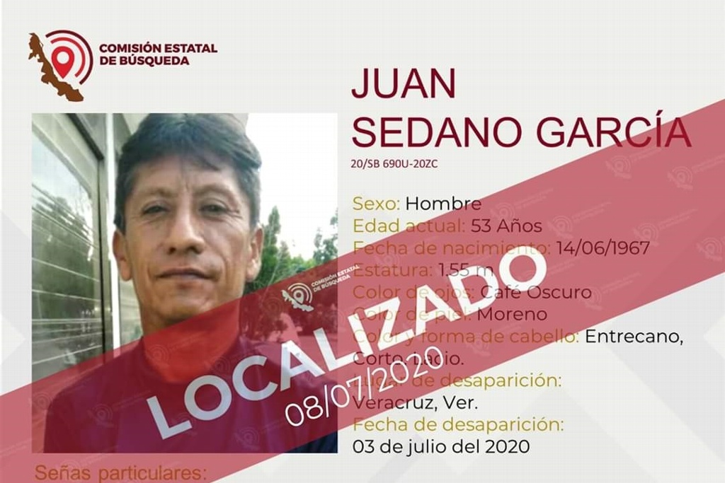 Imagen Localizan a hombre de 53 años que fue reportado como desaparecido en Veracruz
