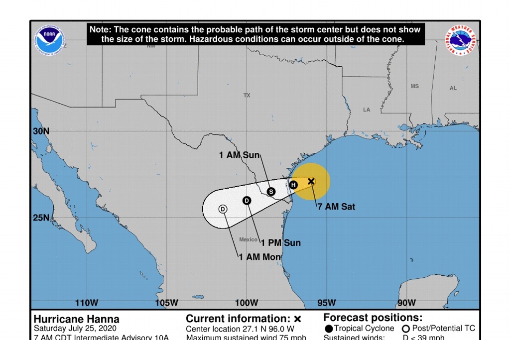 Imagen 'Hanna' se convierte en el primer huracán de la temporada para el Atlántico en aguas del Golfo de México