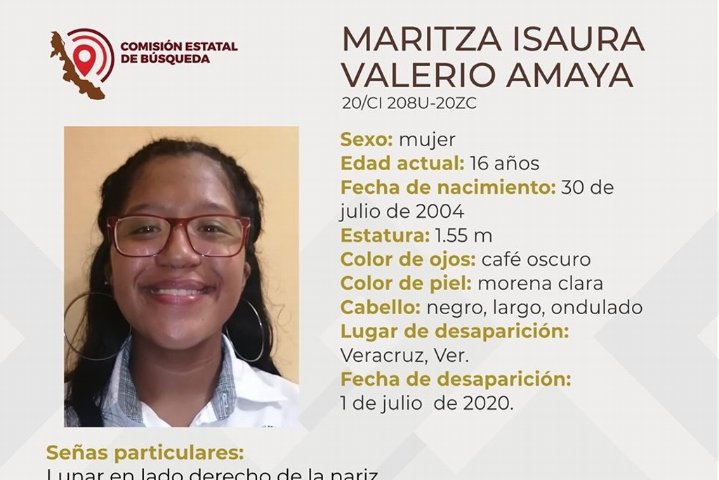 Imagen Desaparece jovencita en Veracruz; piden ayuda para localizarla