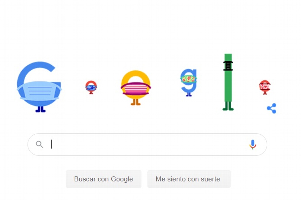 Imagen Google lanza doodle para promover el uso de cubrebocas ante pandemia de COVID-19