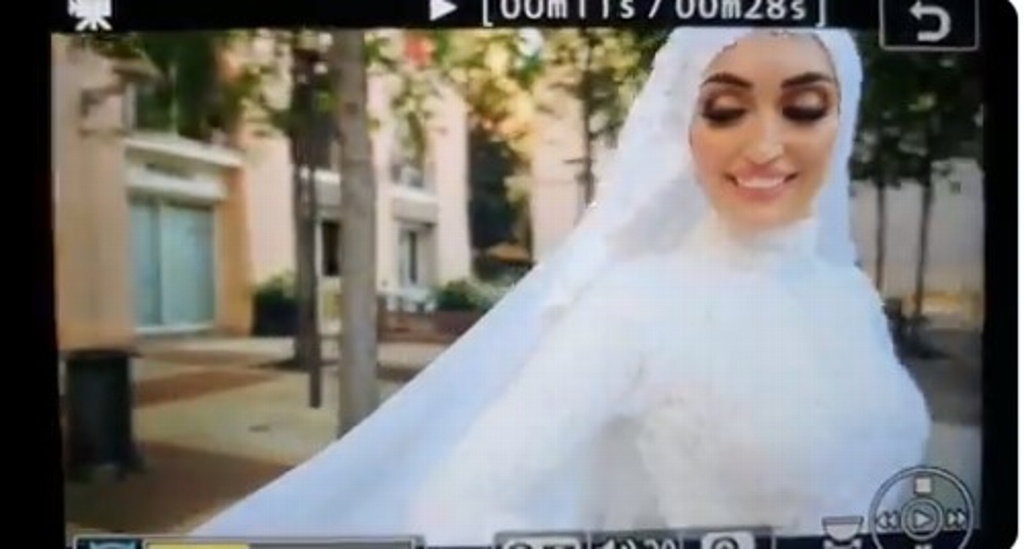 Imagen Así sorprendió la explosión en Beirut a una novia durante sesión de fotos (+video)
