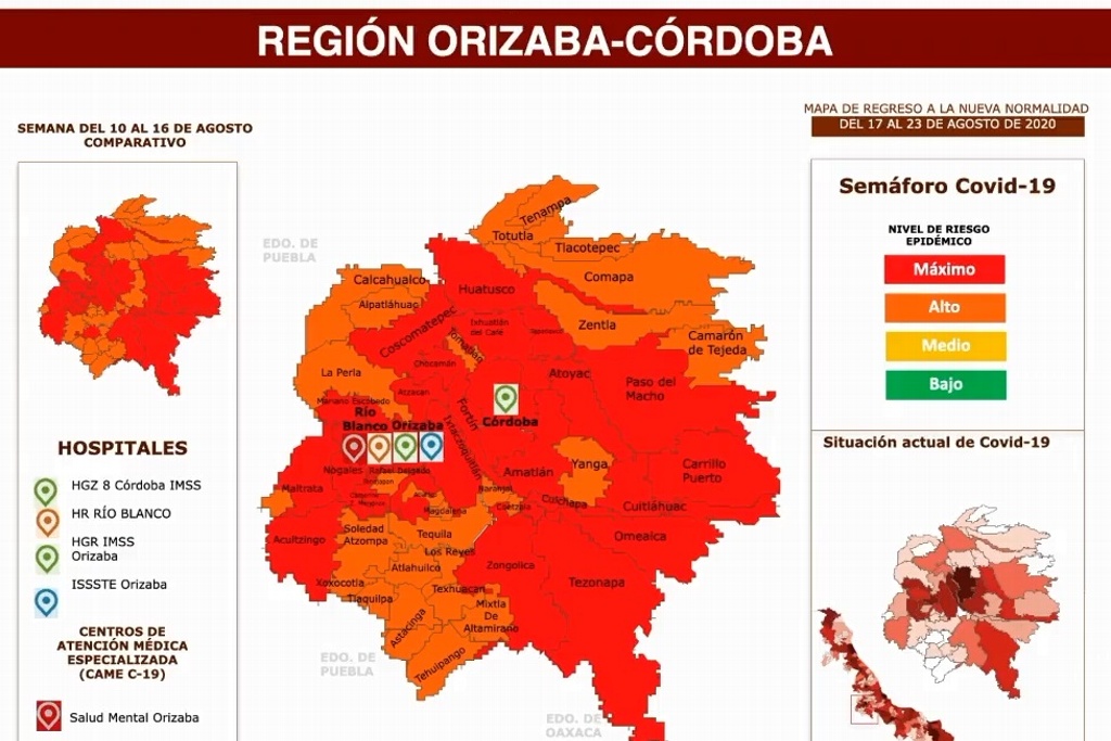 Imagen Orizaba y Córdoba se mantienen en semáforo rojo por transmisión de COVID-19