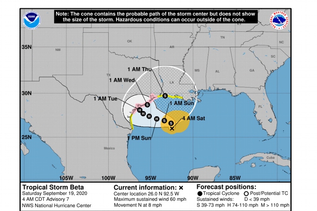 Imagen Tormenta 'Beta' se convertiría en huracán cerca de las costas de Texas