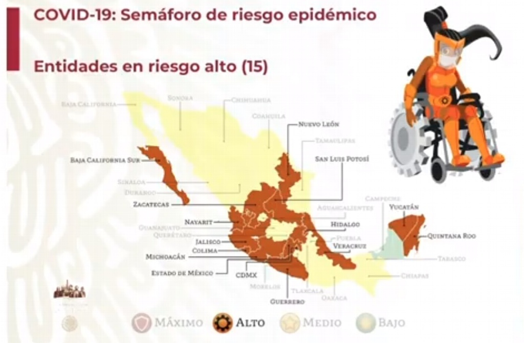Imagen Estado de Veracruz continúa en color naranja en semáforo epidemiológico de COVID-19