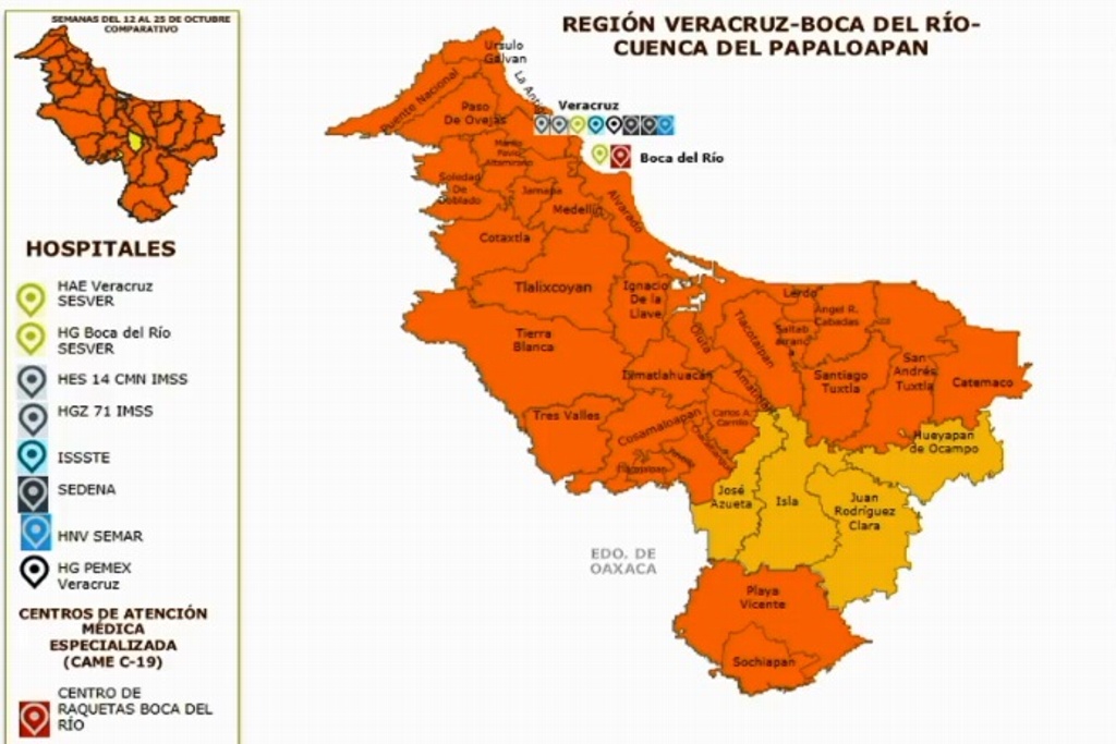 Imagen Veracruz, Boca del Río y Medellín siguen en color naranja del semáforo estatal COVID-19