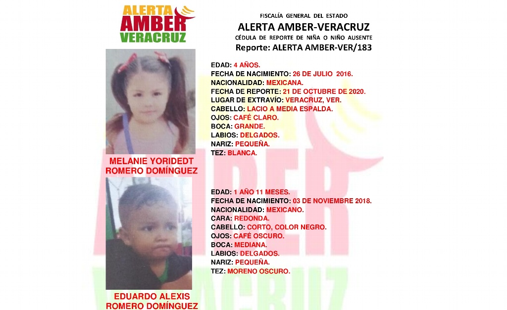 Imagen Emiten Alerta Amber por desaparición de dos niños en Veracruz 