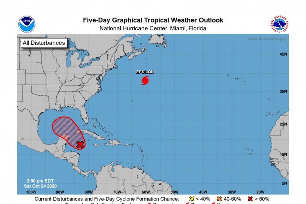 Imagen Zona de baja presión en el Caribe con alta probabilidad de desarrollo ciclónico