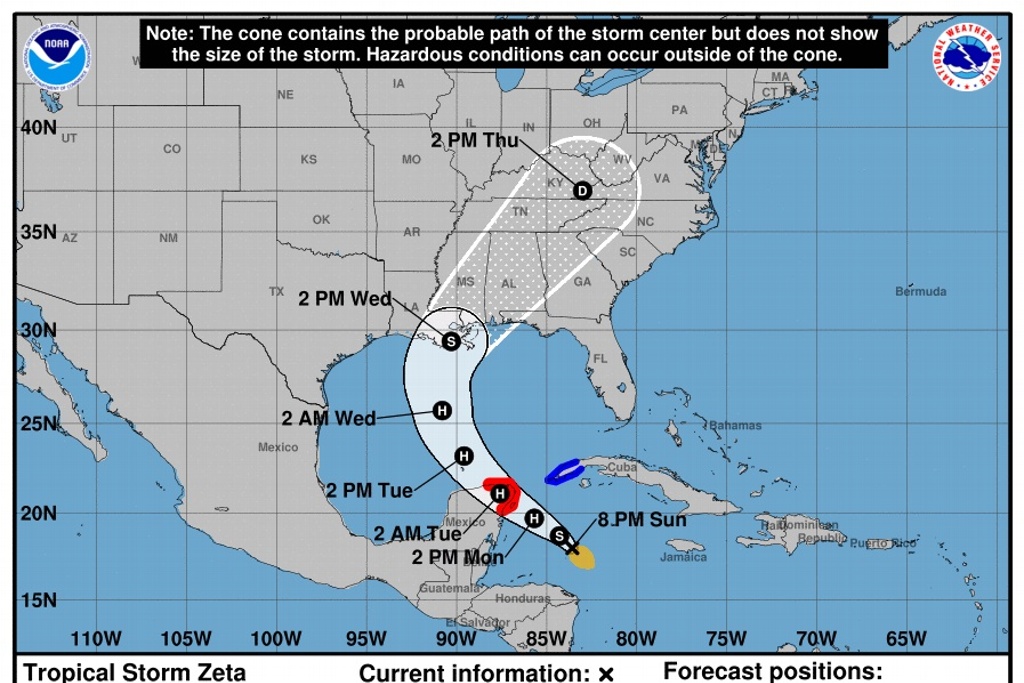 Imagen Prevén que tormenta tropical 'Zeta' se fortalezca en la Península de Yucatán 