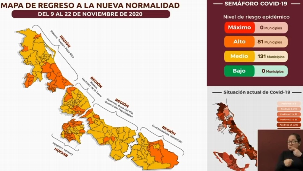 Imagen Hay 81 municipios de Veracruz en semáforo naranja de COVID-19 y 131 en amarillo; checa el tuyo