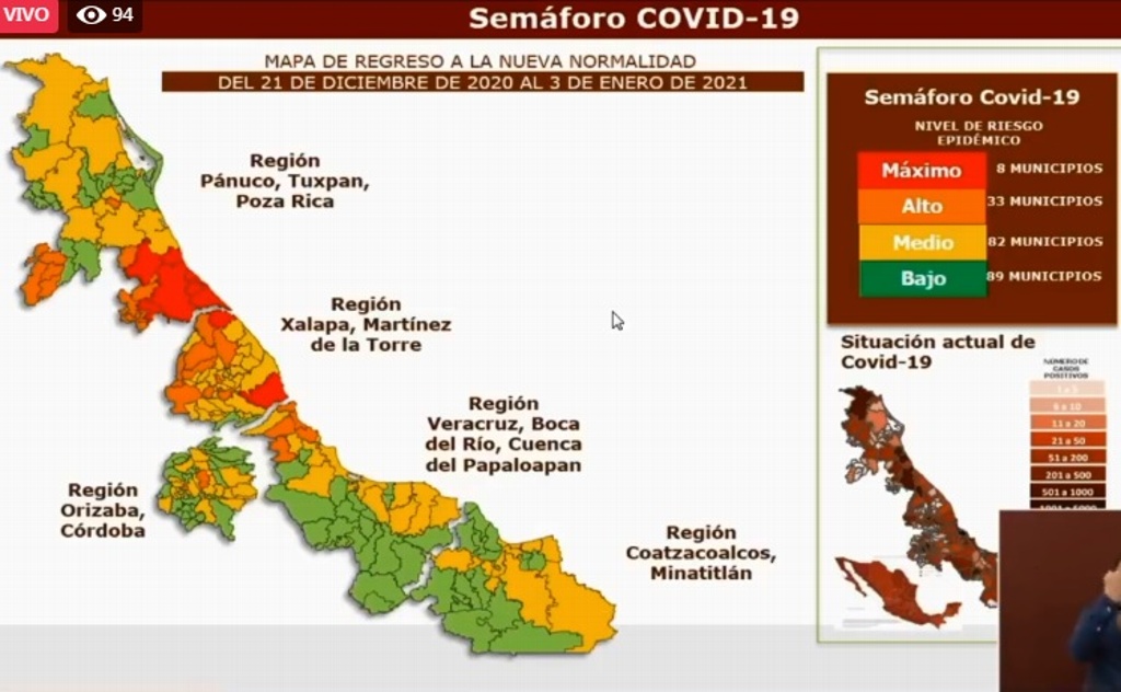 Imagen Retroceden 8 municipios a semáforo rojo de COVID-19 en Veracruz ; checa el tuyo