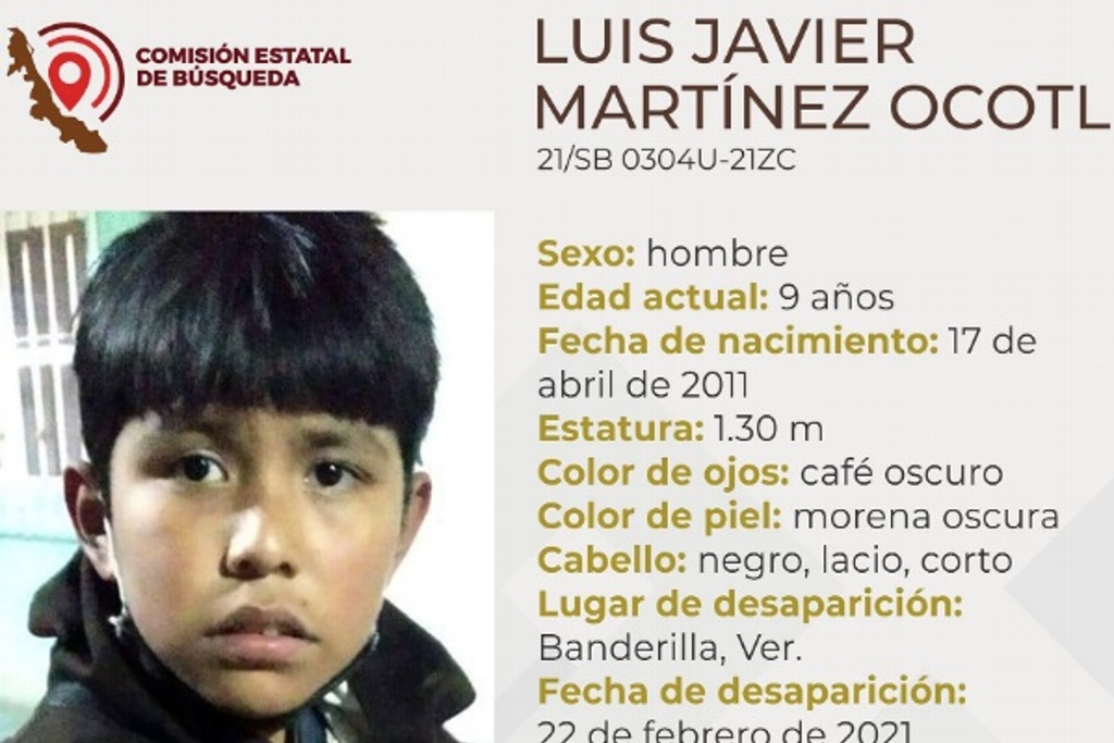 Imagen Reportan desaparición de niño de 9 años en Banderilla, Veracruz