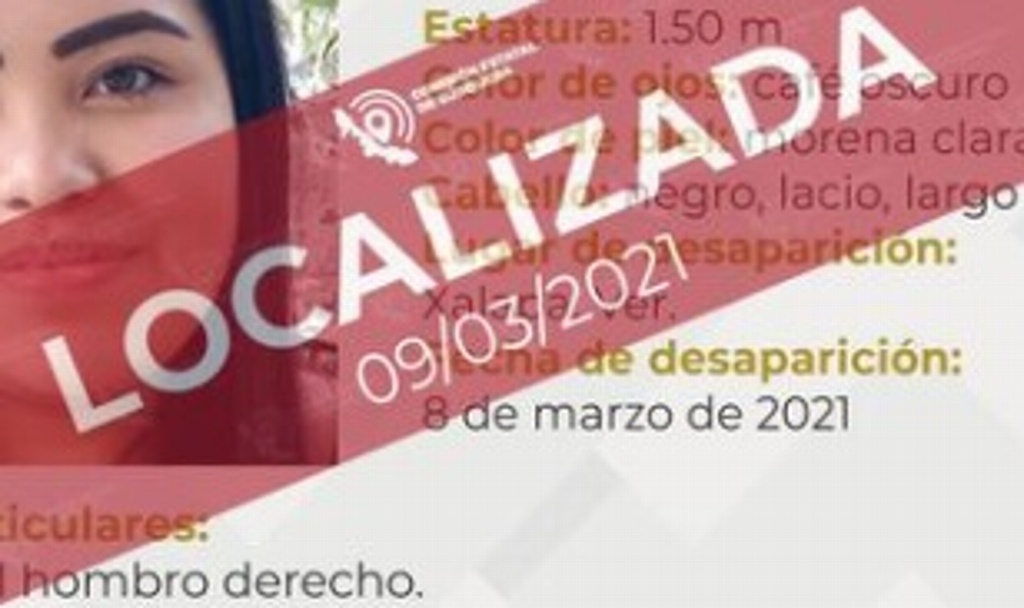 Imagen Localizan a menor reportada como desaparecida en Xalapa, Veracruz