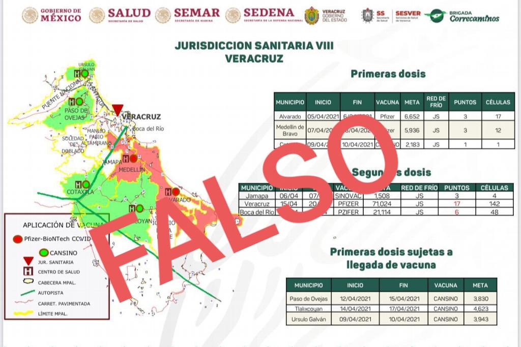 Imagen Difunden falsa fecha para aplicar segunda dosis de vacuna contra COVID-19 en Veracruz
