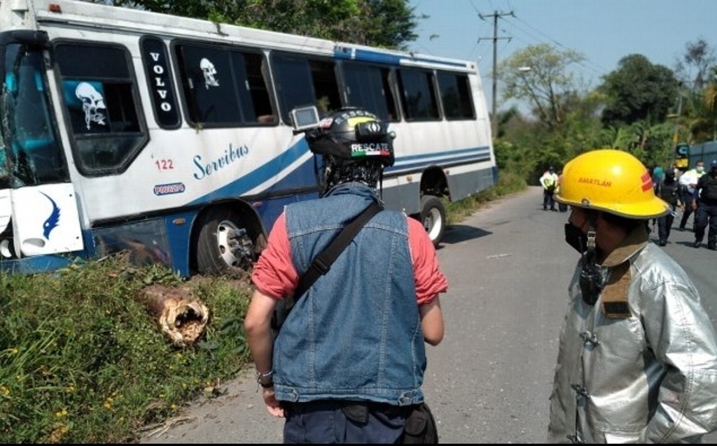 Imagen Dos mujeres lesionadas tras chocar autobús contra árbol en Amatlán, Veracruz 