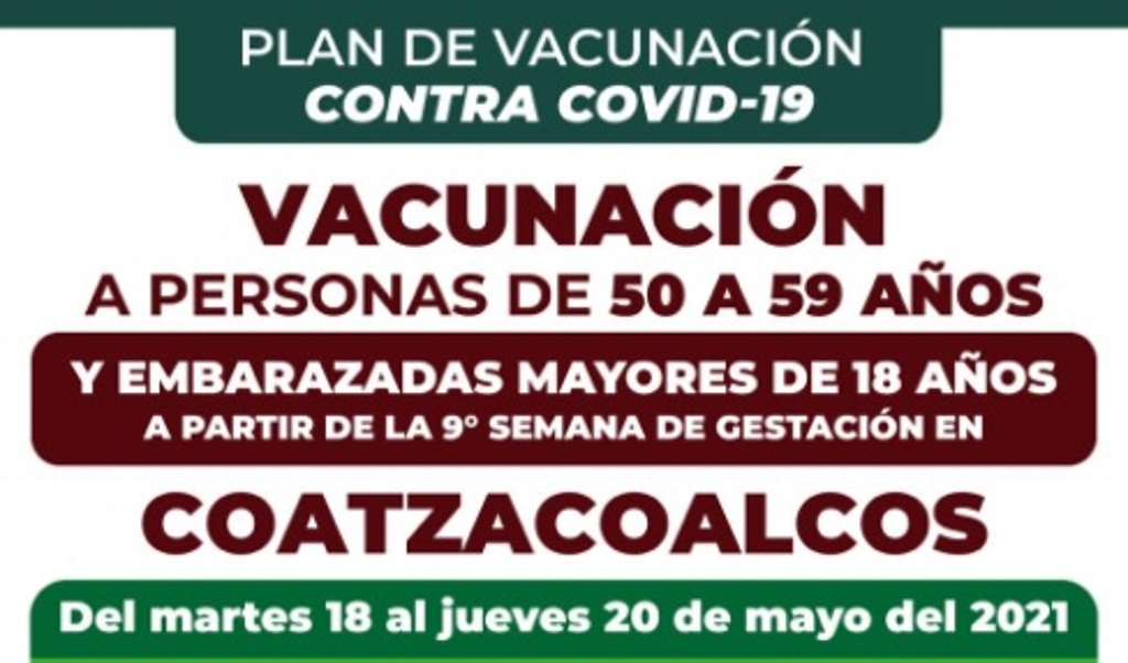 Imagen A partir de mañana inicia vacunación en Coatzacoalcos, consulta aquí tu módulo