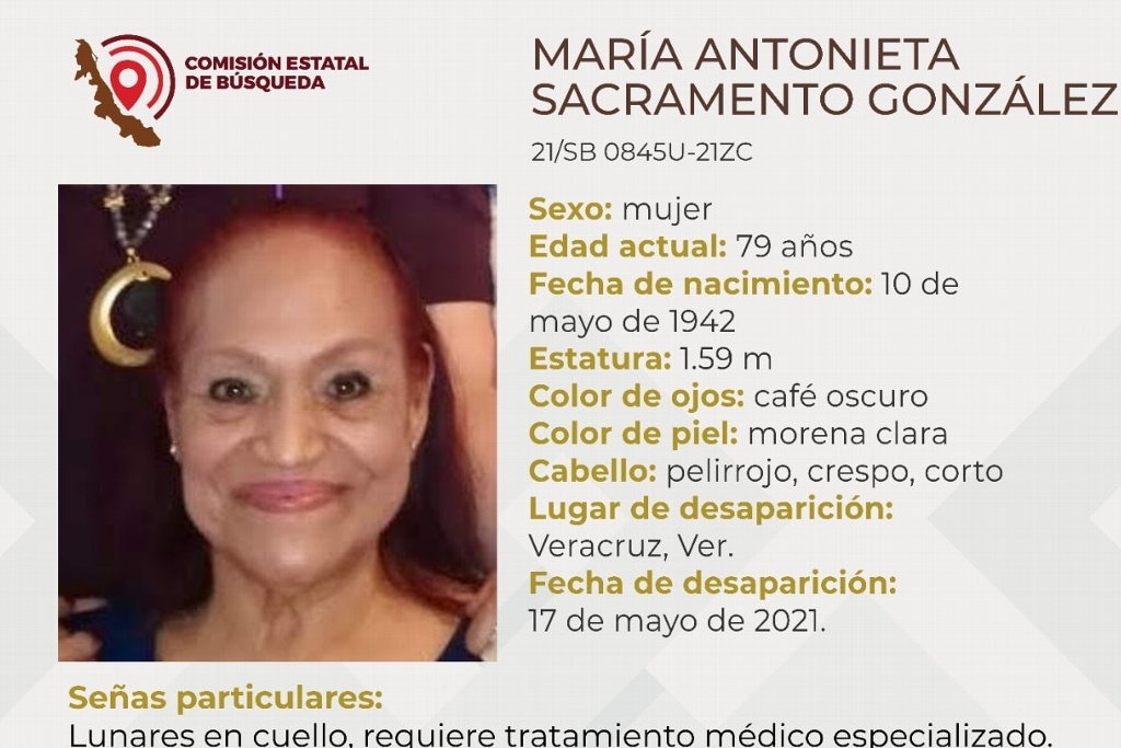 Imagen Desaparece mujer de la tercera edad en Veracruz