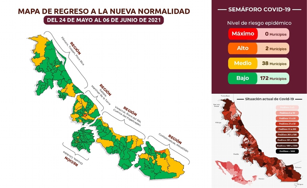Imagen Este lunes entra en vigor nuevo semáforo de COVID-19 en Veracruz; checa tu municipio