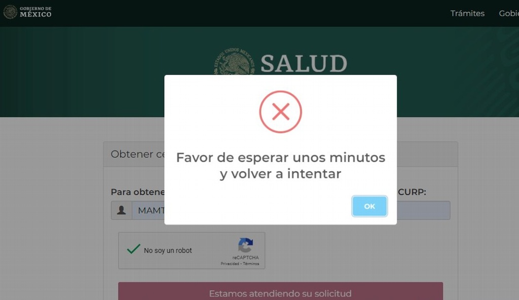 Imagen Reportan fallas en la página para sacar certificado de vacunación anticovid