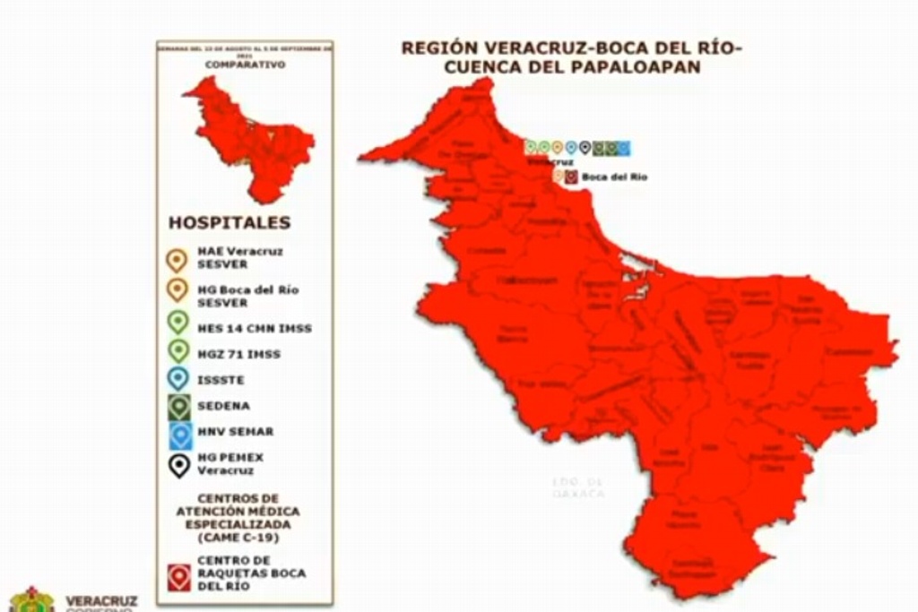 Imagen Veracruz, Boca del Río, Alvarado y Medellín siguen en semáforo rojo de COVID-19
